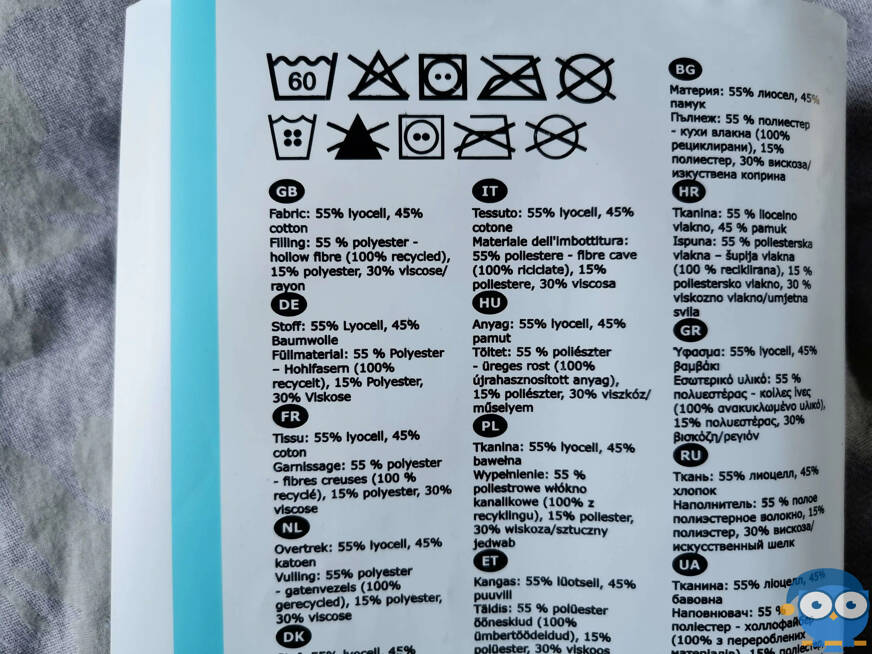 Die Reinigungshinweise finden sich auf der Verpackung - Sommerbettdecke im Bettdecke Test